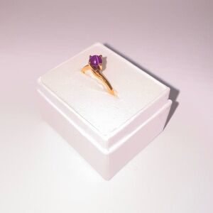 VINTAGE 10K YELLOW GOLD PURPLE STAR SAPPHIRE RING SIZE 5.5-6